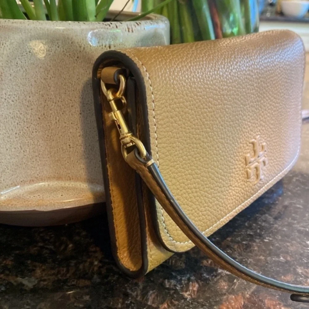 Tory Burch Tan Pebbled Leather Crossbody